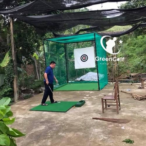 Combo Khung Tập Golf KT 3x3x3m + Thảm Tập Golf 1.2x1.2 + Khay Nhựa Đựng Bóng + 25 Bóng Mới + Cỏ Trải Sàn