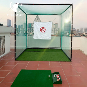 Combo Khung Tập Golf KT 3x3x3m + Thảm Tập Golf 1.5x1.5 + Khay Nhựa Đựng Bóng + 25 Bóng Mới + Cỏ Trải Sàn