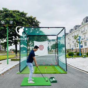 Combo Khung Tập Golf KT 3x3x3m + Thảm Tập Golf 1.5x1.5 + Thảm putting golf 1.2x2.5m + Khay Nhựa Đựng Bóng + 25 Bóng Mới + Cỏ Trải Sàn