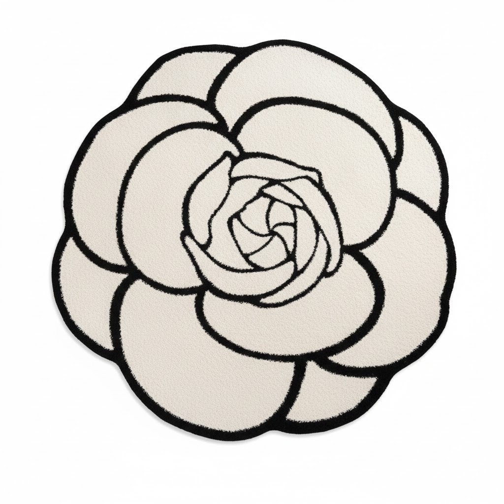 Thảm tròn lông cừu 1.6m x1.6m - HOA3D