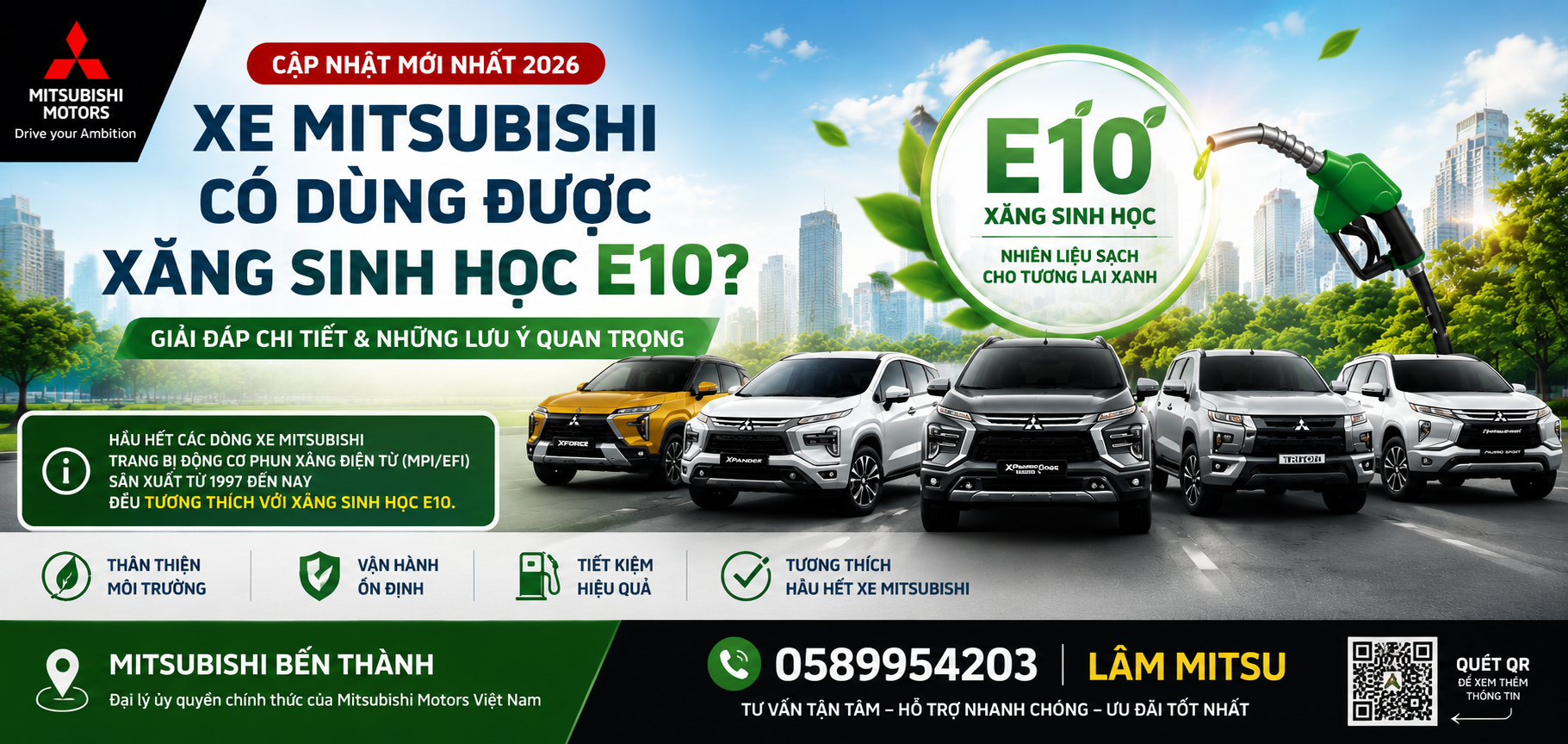 Xe Mitsubishi có dùng được xăng E10 không? Cập nhật mới nhất 2026
