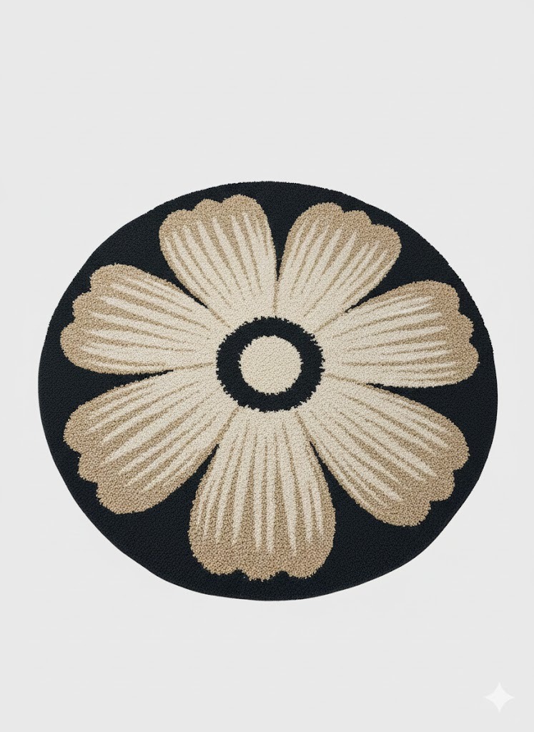 Thảm tròn lông cừu 1.6m x1.6m - Hoa may mắn