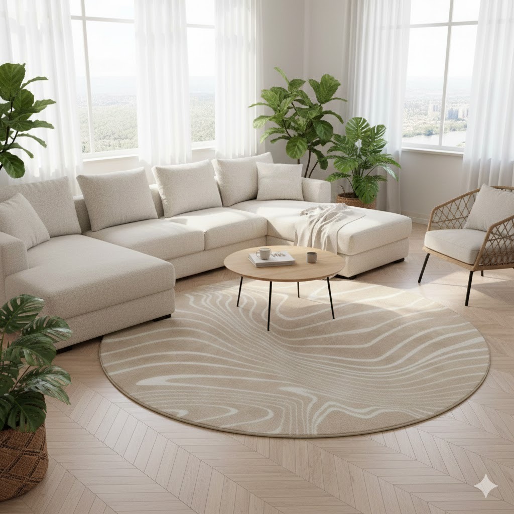 Thảm tròn lông cừu 1.6m x1.6m - VÂN NÚI