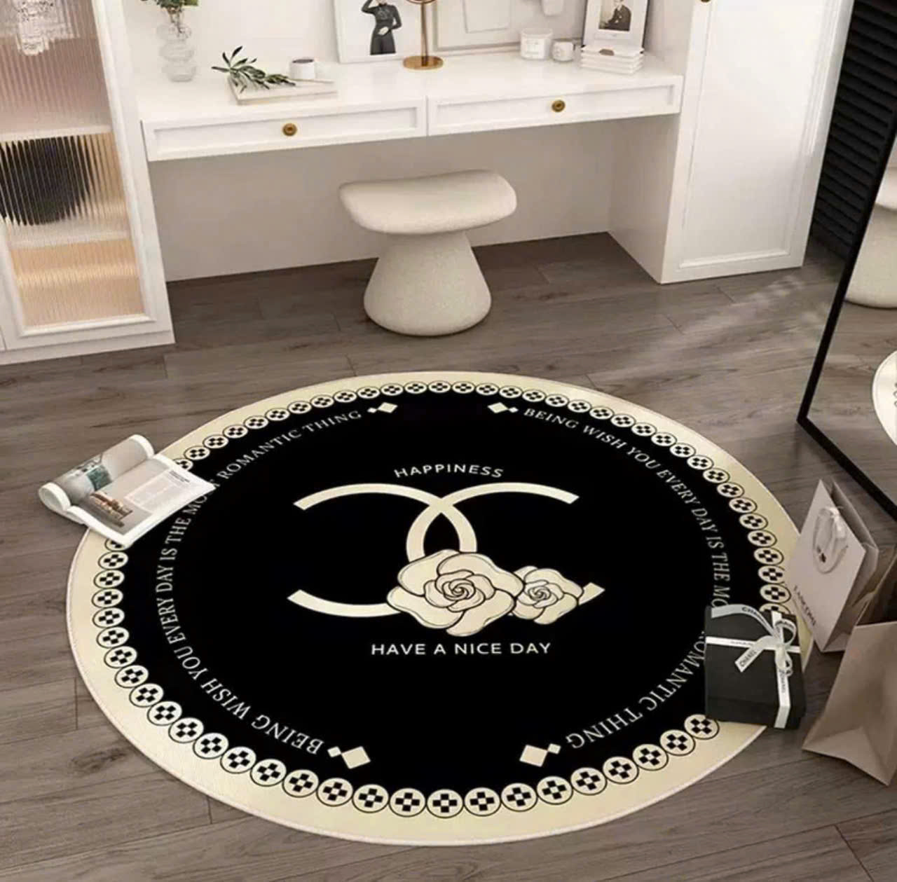 Thảm tròn lông cừu 1.6m x1.6m - CHANEL