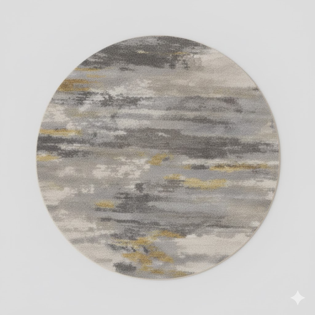 Thảm tròn lông cừu 1.6m x1.6m - Loang xám