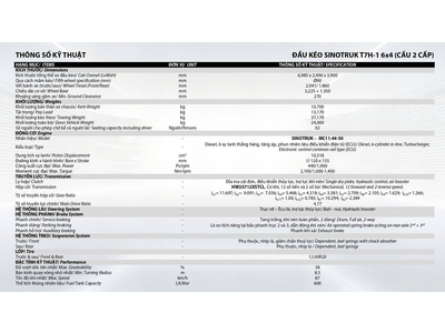 XE ĐẦU KÉO HOWO SINOTRUK T7H 6X4 CẦU LÁP
