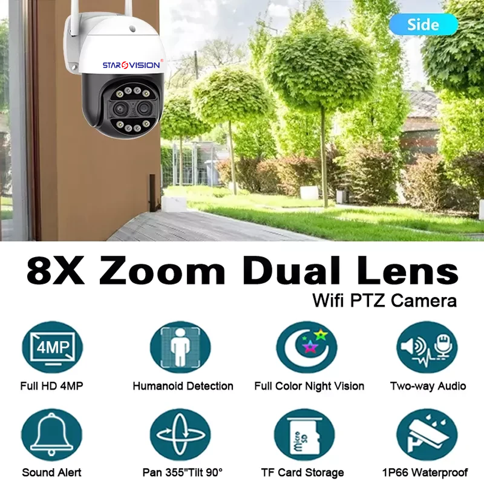Camera IP Wi-Fi xoay Dual Lens trong nhà ngoài trời STARVISION ST-566SM 4.0 MP - Hàng chính hãng