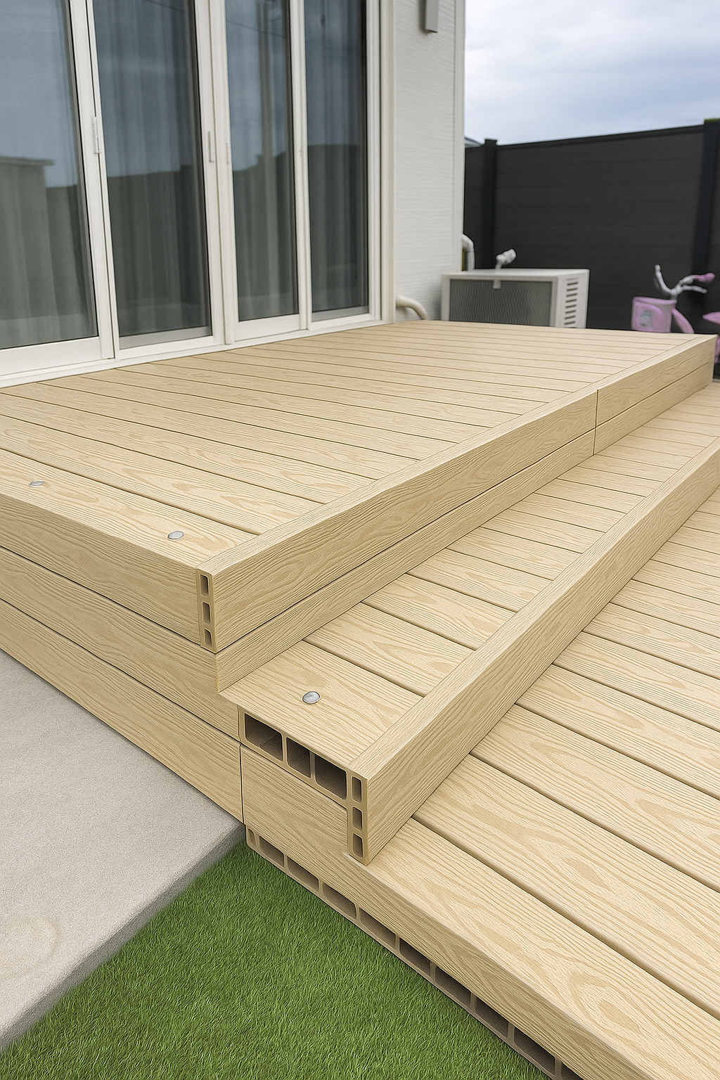 Sàn gỗ ngoài trời ASIA-D14025 - Dòng lỗ vuông 3D