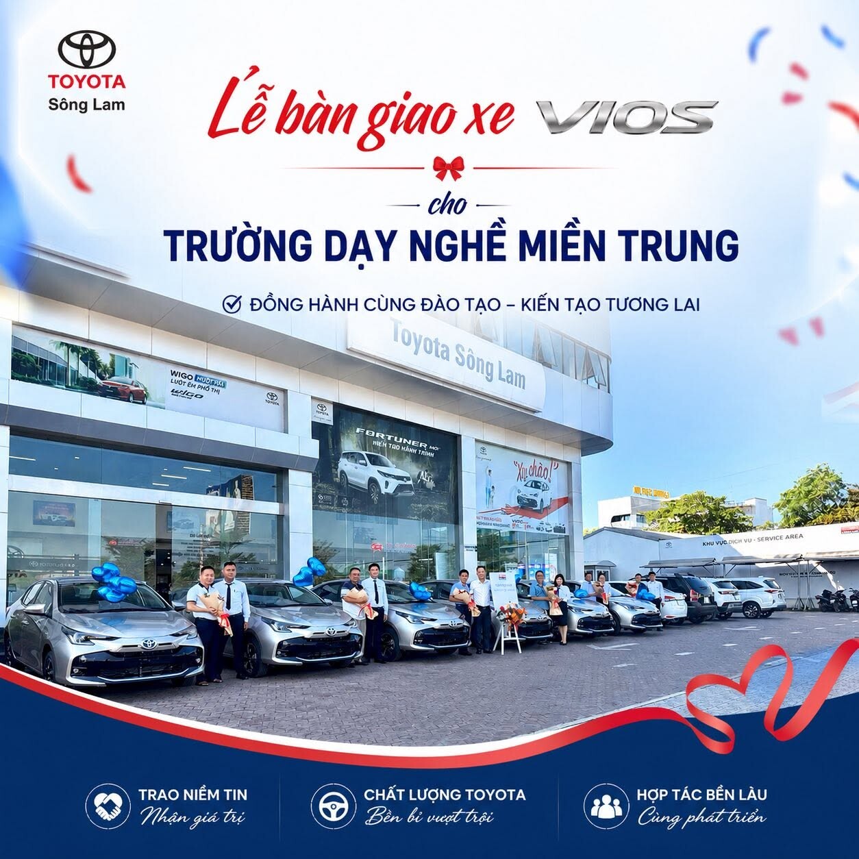 LỄ BÀN GIAO XE TOYOTA VIOS CHO TRƯỜNG DẠY NGHỀ VÀ ĐÀO TẠO MIỀN TRUNG