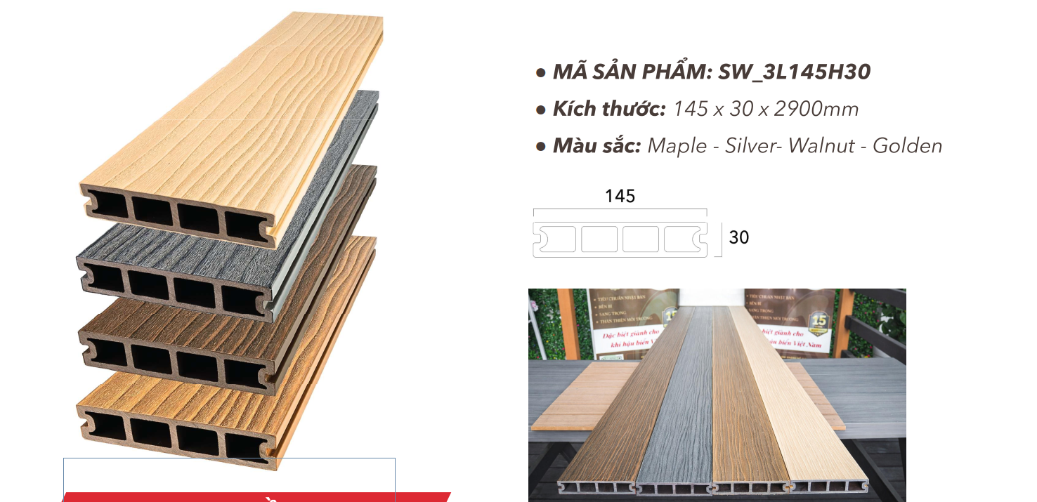 Sàn gỗ nhựa 3 Lớp SW-V145H30-3D