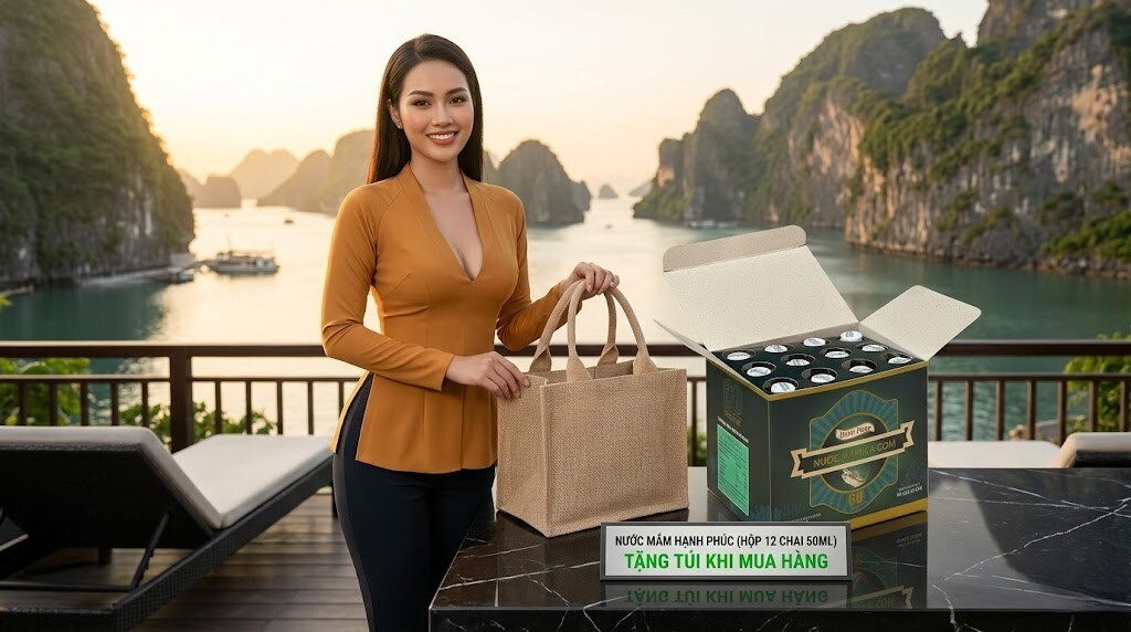 Nước mắm Hạnh Phúc 60 Độ Đạm - Hộp 12 Chai 50ml( Giá Có Túi Đựng)