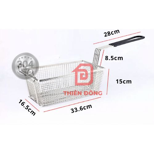 Rổ Chiên Nhúng Inox 304 Cán Đen – Giá Xưởng chuyên Dụng Cho Bếp Chiên Nhúng