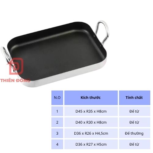 Chảo Chống Dính Hình Chữ Nhật Nhôm Cao Cấp – Giá Tốt Tại Kho