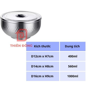 Chén Inox 304 Có Nắp Đậy Cao Cấp, An Toàn, Giữ Nhiệt Tốt, Giá Tốt