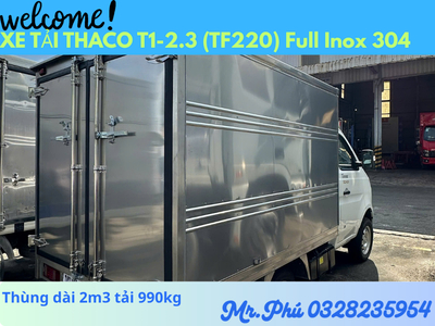 THACO TOWNER T1-2.3 THÙNG KÍN TẢI 990kg dài 2m3 FULL INOX 304 CHỞ HẢI SẢN