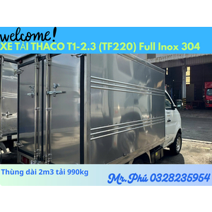 THACO TOWNER T1-2.3 THÙNG KÍN TẢI 990kg dài 2m3 FULL INOX 304 CHỞ HẢI SẢN