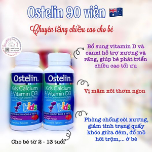 VIÊN NHAI BỔ SUNG VITAMIN D & CANXI OSTELIN KHỦNG LONG CHO BÉ - 90 VIÊN 🇦🇺