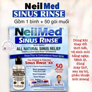 Bộ nước muối rửa mũi (nước muối sinh lý) Neilmed Sinus Rinse + 50 gói 🇺🇸
