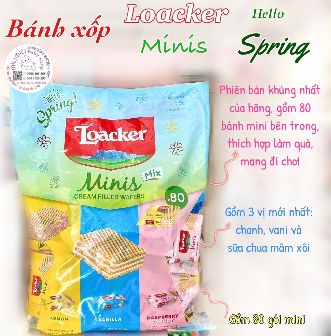 Bánh xốp Loacker spring 80 cái