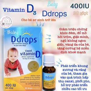 Baby Ddrops Vitamin D3 90 giọt 🇺🇸