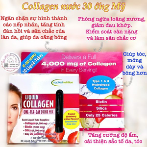 Collagen Nước Dạng Ống Applied Nutrition Liquid Collagen Drink Mix 4000mg 30 Tuýp 🇺🇸