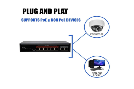 SECUPOE 4-Port Fast Ethernet PoE Switch Support 10/100M with 2-Port FE Network Uplink 802.3af/at Bui