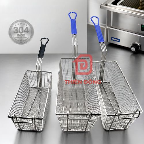 Rổ Chiên Nhúng Inox 304 Cán Đen – Giá Xưởng chuyên Dụng Cho Bếp Chiên Nhúng