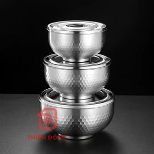 Chén Inox 304 Có Nắp Đậy Cao Cấp, An Toàn, Giữ Nhiệt Tốt, Giá Tốt