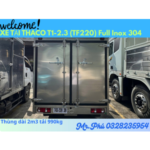 THACO TOWNER T1-2.3 THÙNG KÍN TẢI 990kg dài 2m3 FULL INOX 304 CHỞ HẢI SẢN
