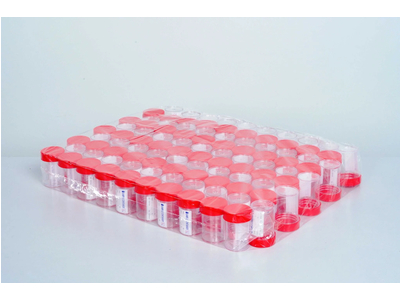 Lọ đựng mẫu nước tiểu PS 55ml nắp đỏ