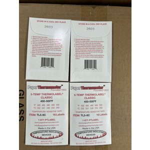 5-Temp THERMOLABEL® Classic 450-500°F, Nhãn đo nhiệt độ THERMOLABEL