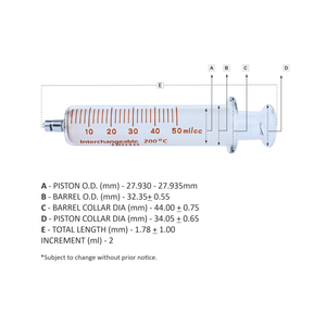 xy lanh 50ml khóa kim loại ( Metal Luer Lock Tip), Bơm tiêm thủy tinh 50ml khóa kim loại ( Metal Luer Lock Tip)