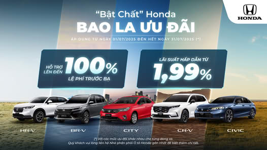 GIẢM THUẾ 100% TRƯỚC BẠ CÁC DÒNG XE CỦA HONDA