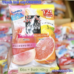 Thạch ORIHIRO 2 vị ( Đào+ Bưởi Hồng) - 12 gói 🇯🇵