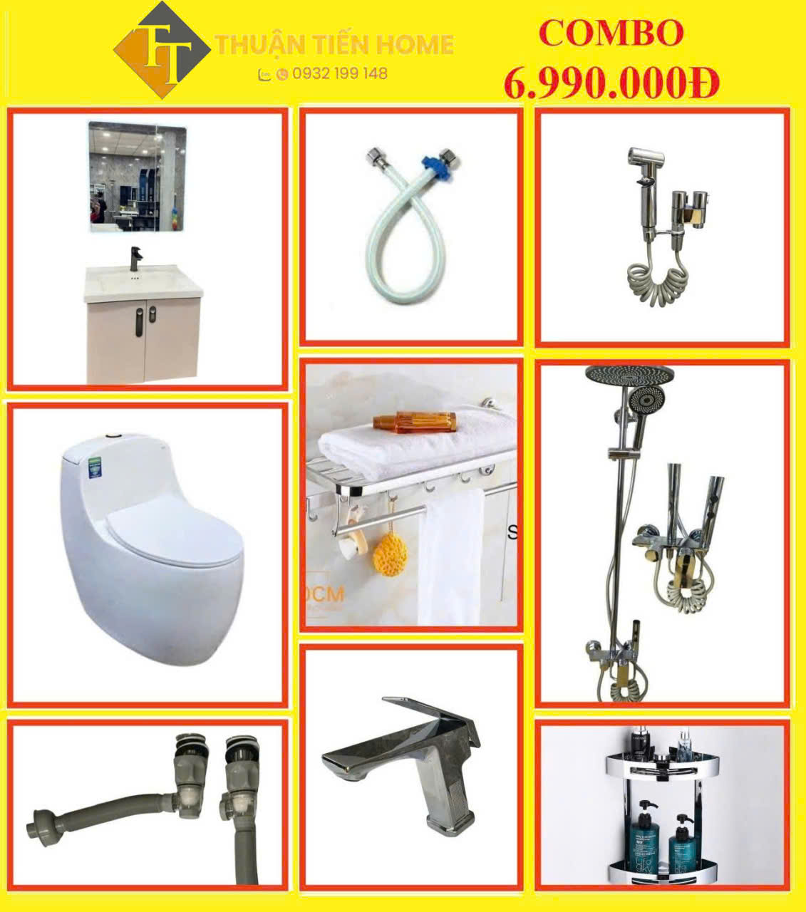 Combo Trọn Bộ Thiết Bị Phòng Tắm 10 Món Tiết Kiệm