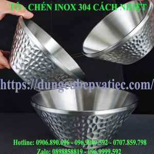 Tô Chén Inox 304 Cách Nhiệt Họa Tiết Búa Đập