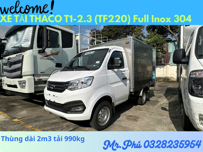THACO TOWNER T1-2.3 THÙNG KÍN TẢI 990kg dài 2m3 FULL INOX 304 CHỞ HẢI SẢN