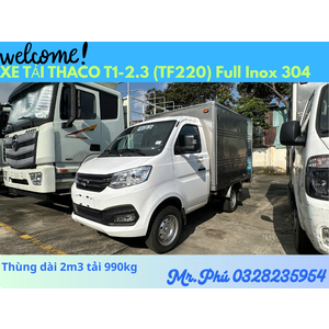 THACO TOWNER T1-2.3 THÙNG KÍN TẢI 990kg dài 2m3 FULL INOX 304 CHỞ HẢI SẢN