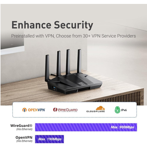 Bộ định tuyến wifi GL.iNet GL-MT6000(Flint 2) (ExpressVPN Aircove) WiFi 6 Router | Gaming WiFi Router | 2 x 2.5G Multi-Gig Port+4 x 1G Ethernet Ports