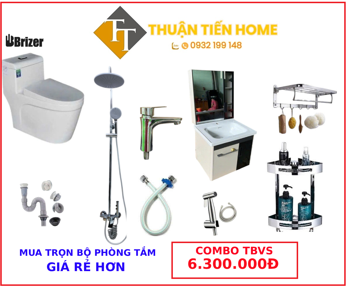 Combo Trọn Bộ Thiết Bị Phòng Tắm 9 Món Tiết Kiệm (6.300k)