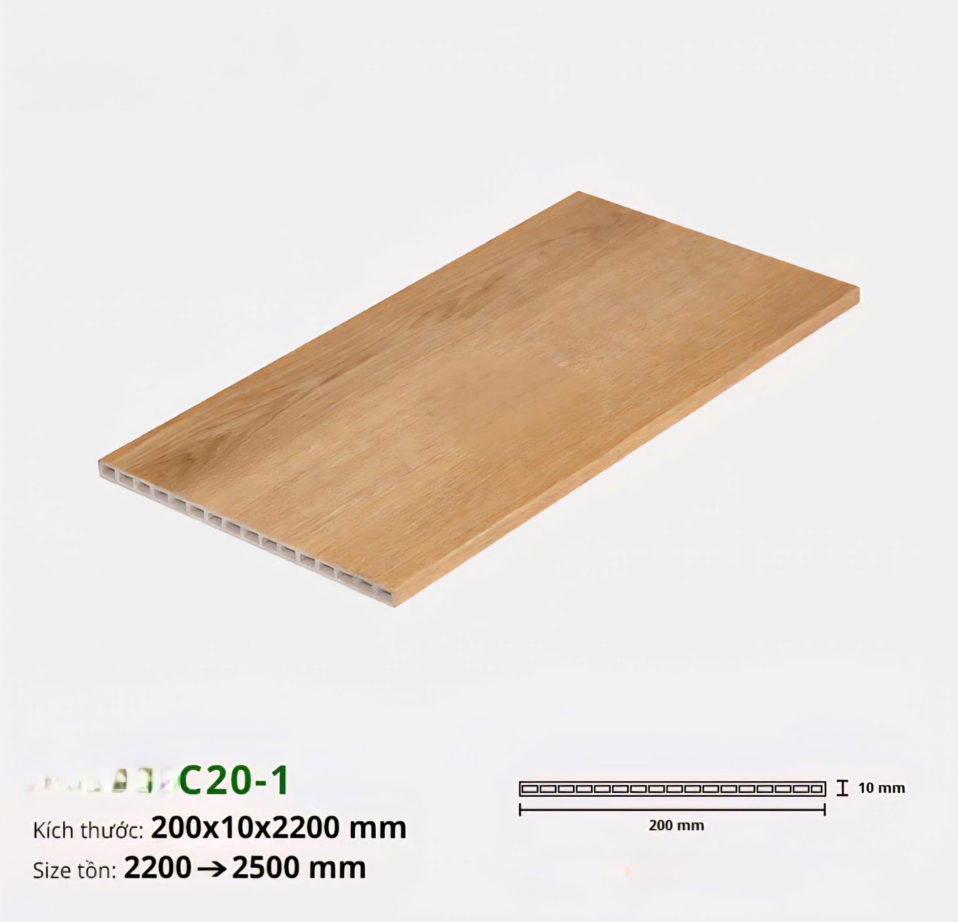 Bậc cầu thang nhựa giả gỗ IW-STAIR-HMO nan rỗng chịu lực