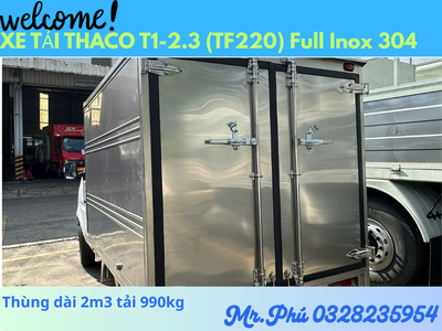 THACO TOWNER T1-2.3 THÙNG KÍN TẢI 990kg dài 2m3 FULL INOX 304 CHỞ HẢI SẢN