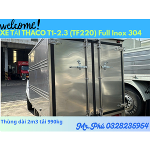 THACO TOWNER T1-2.3 THÙNG KÍN TẢI 990kg dài 2m3 FULL INOX 304 CHỞ HẢI SẢN