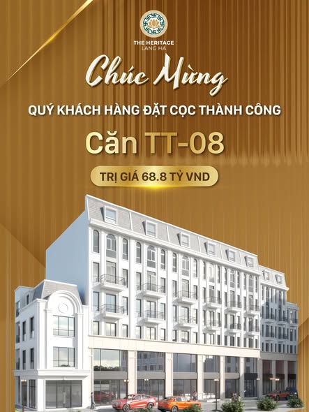 Bán Căn TT08 The Heritage 29 Láng Hạ – 6 Tầng + Hầm, Sổ Đỏ Lâu Dài