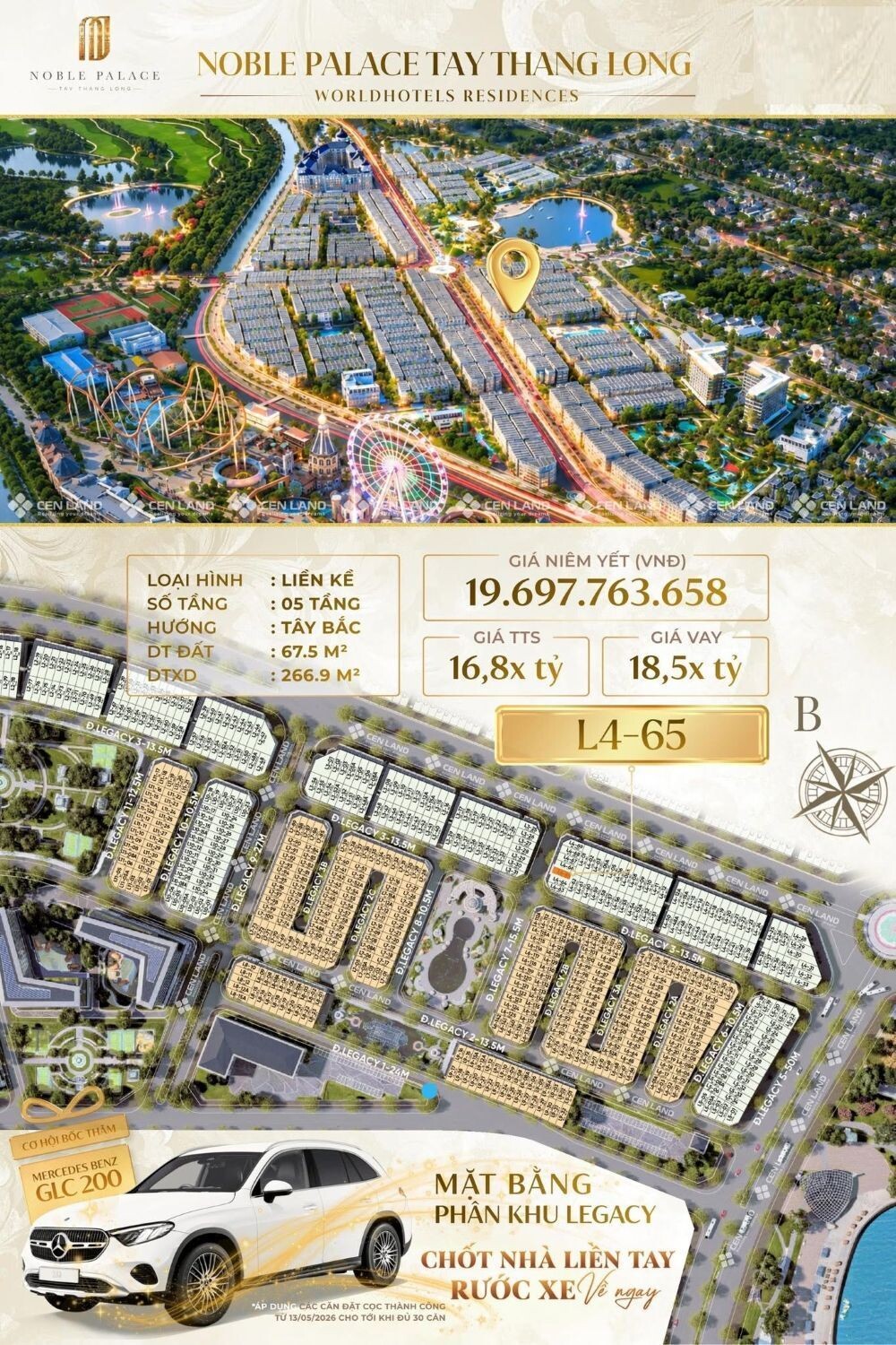 Bán Liền Kề L4-65 Noble Palace Tây Thăng Long, 67,5m2, Chiết Khấu Khủng, Trúng Mercedes 2,2 Tỷ