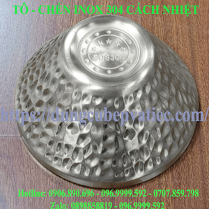 Tô Chén Inox 304 Cách Nhiệt Họa Tiết Búa Đập