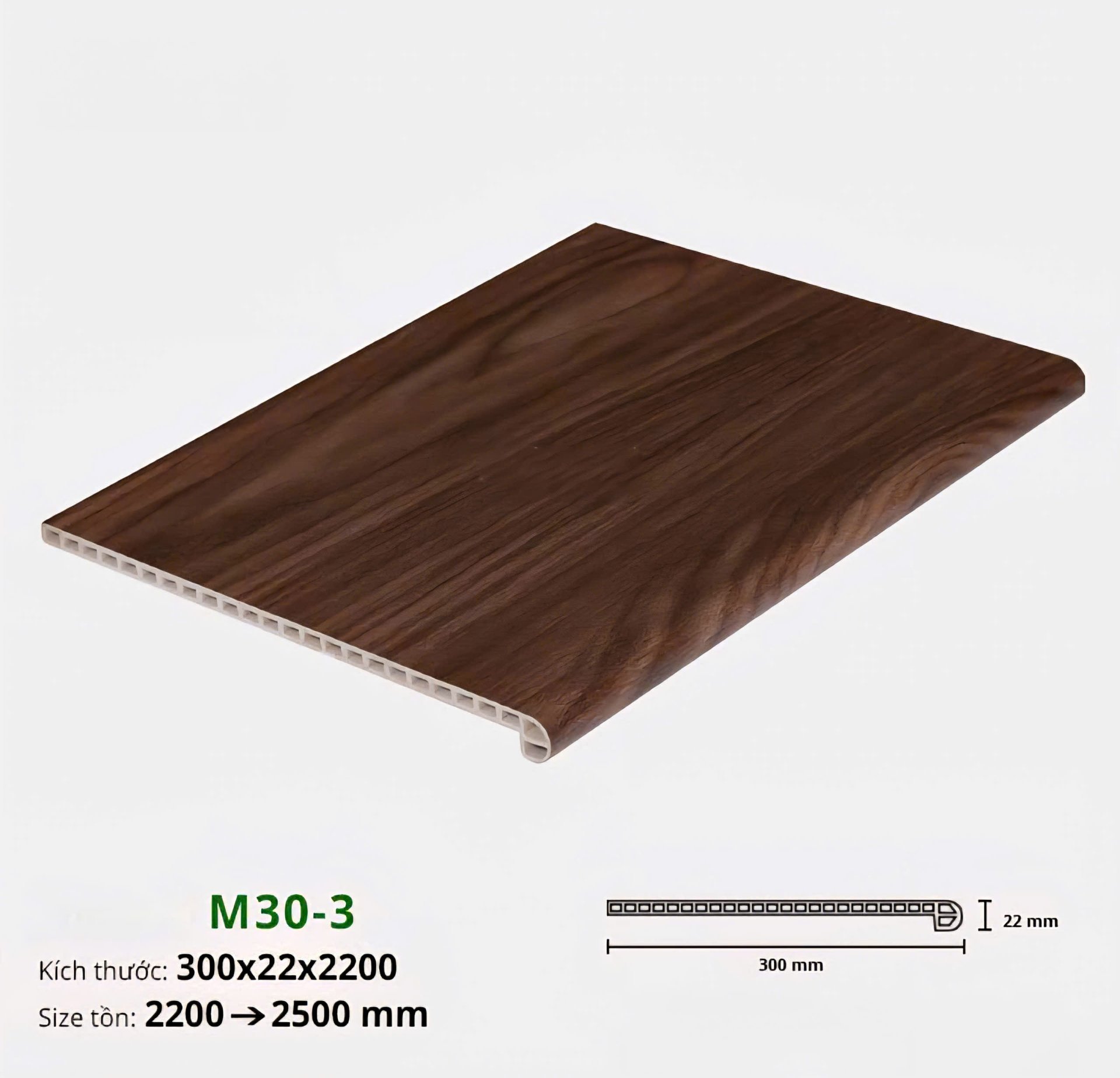 Bậc cầu thang nhựa giả gỗ IW-STAIR-HMO nan rỗng chịu lực