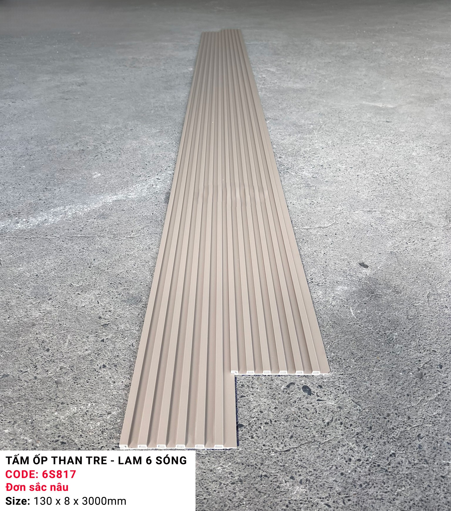 Tấm ốp sợi than tre lam 6 sóng 8mm- KOSHM