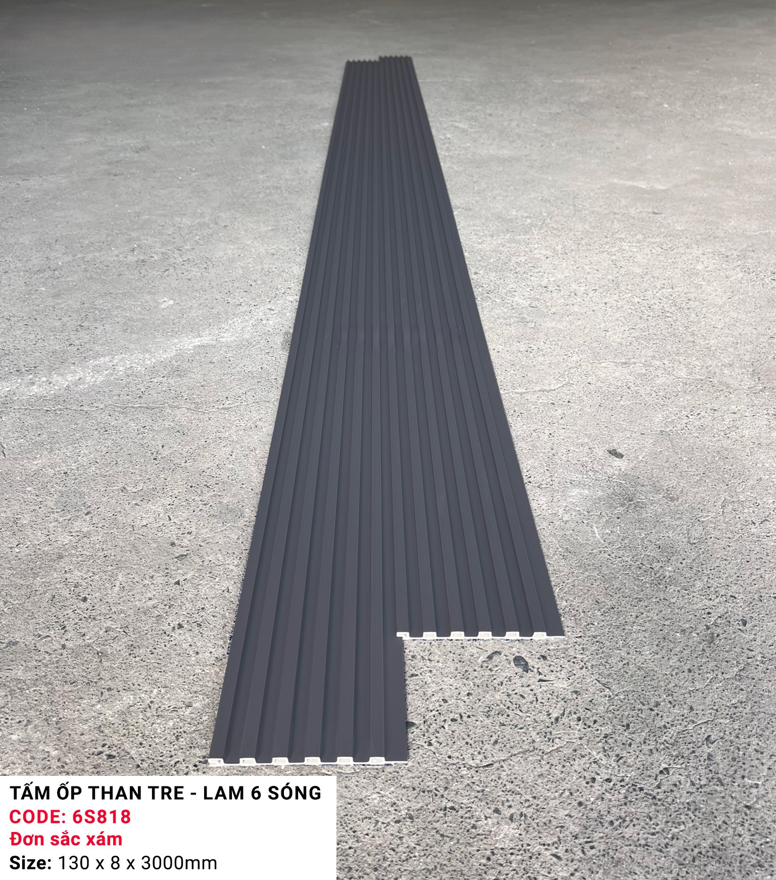 Tấm ốp sợi than tre lam 6 sóng 8mm- KOSHM