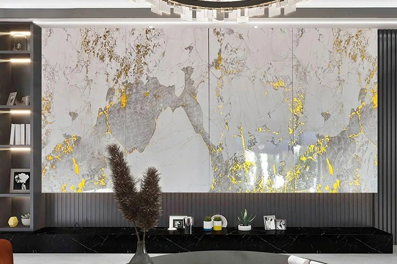 Tấm ốp sợi than tre  Parado dát vàng- VÂN ĐÁ PET TT840